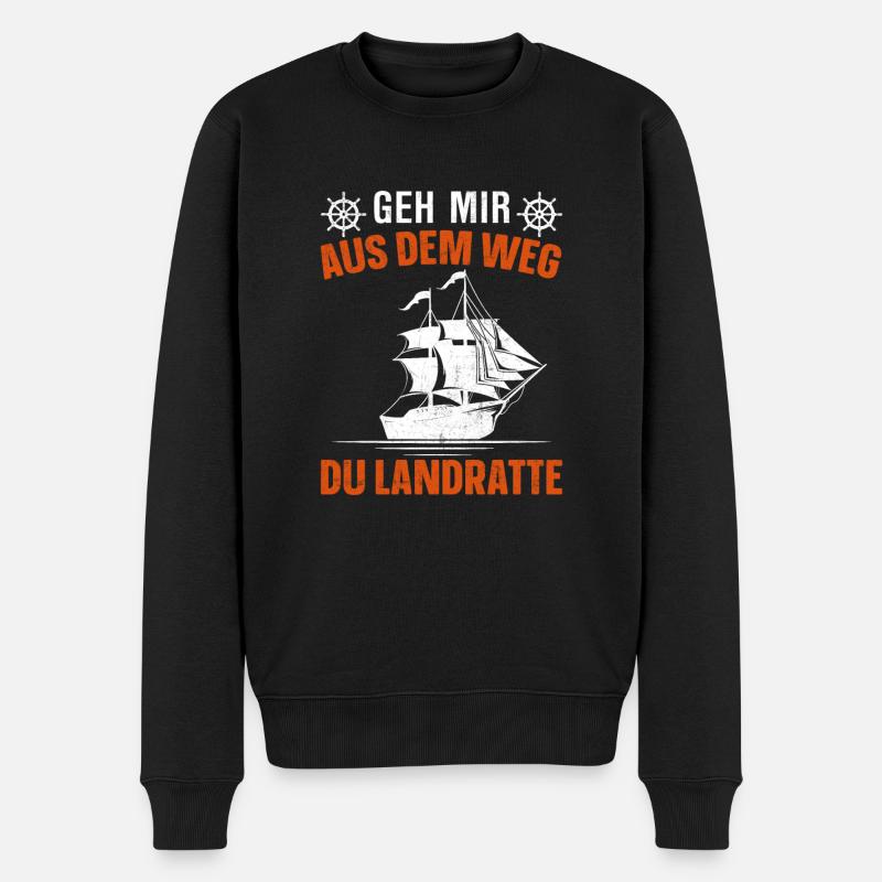 Landratte Seemann Matrose Geschenk - Männer Premium Bio Pullover - Schwarz
