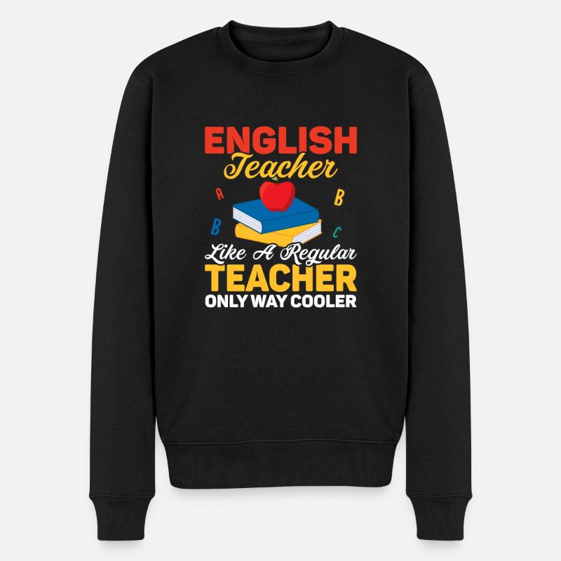 English Teacher Like A Regular Teacher Grammar Lan - Männer Premium Bio Pullover - Schwarz