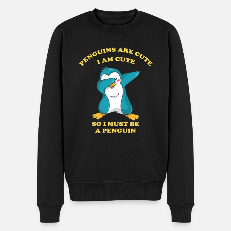dabbing Pinguin - Männer Premium Bio Pullover - Schwarz