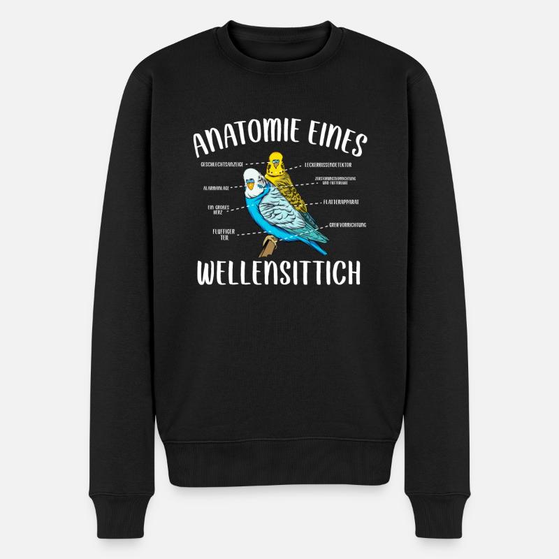 Wellensittich Vogel - Männer Premium Bio Pullover - Schwarz