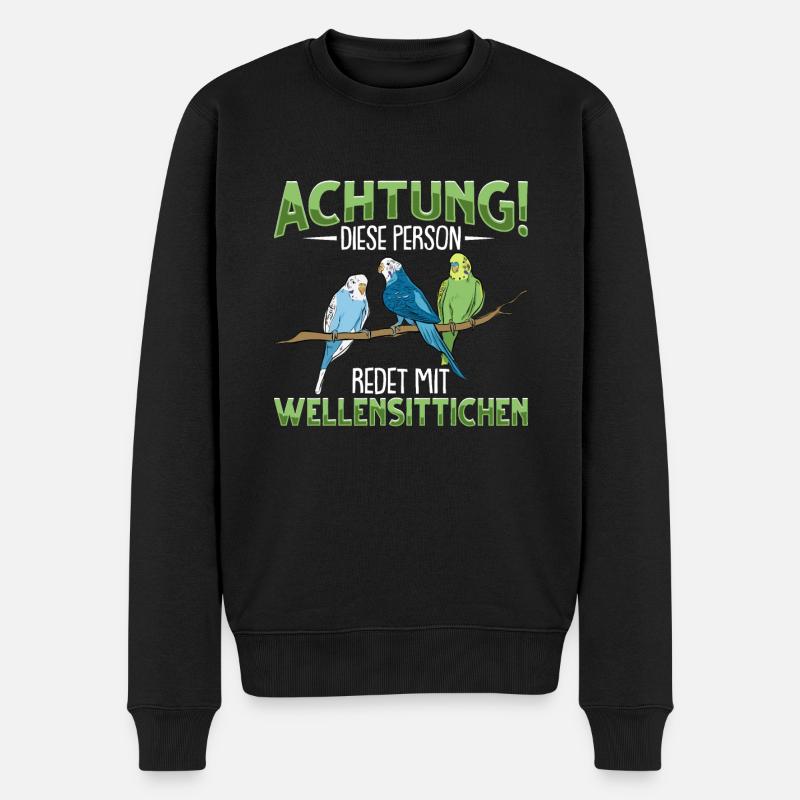 Wellensittich Vogel - Männer Premium Bio Pullover - Schwarz