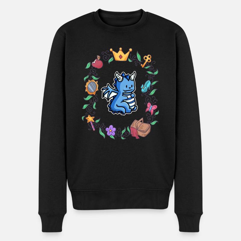 Kinder Drache Fabelwesen Märchen - Männer Premium Bio Pullover - Schwarz