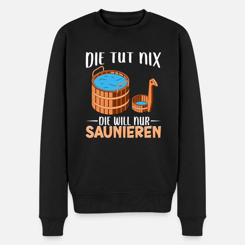 Sauna - Männer Premium Bio Pullover - Schwarz