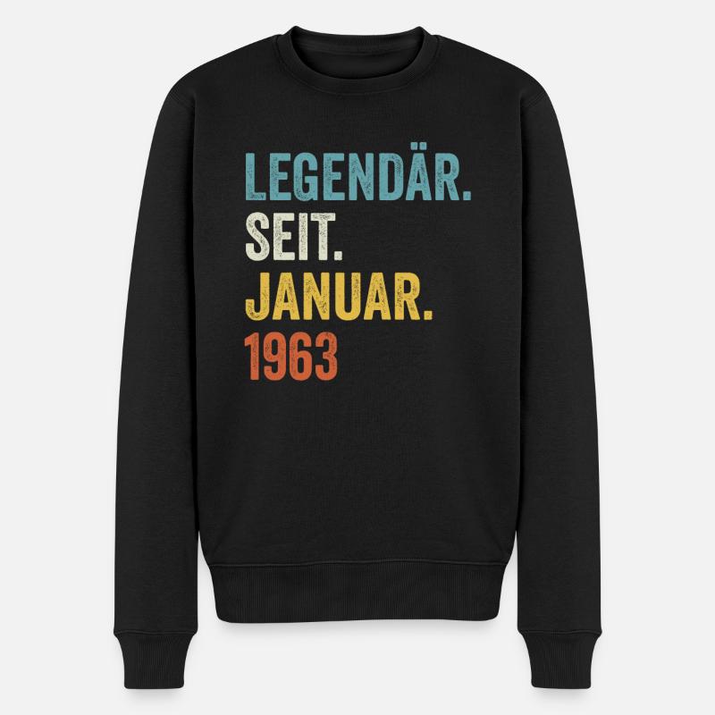 60 Jahre Legendär Seit Januar 1963 60. Geburtstag - Männer Premium Bio Pullover - Schwarz