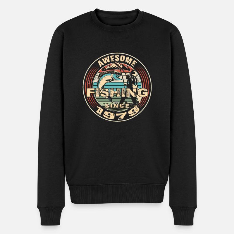 Awesome since 1979. Angel, Angler Geburtstag - Männer Premium Bio Pullover - Schwarz