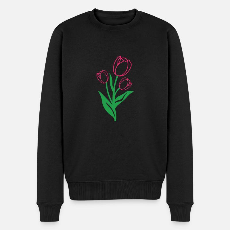 Tulpen Bunt - Männer Premium Bio Pullover - Schwarz