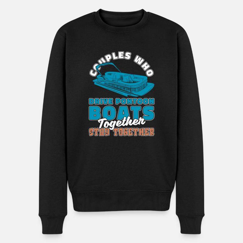 Pontonboot Paar - Männer Premium Bio Pullover - Schwarz