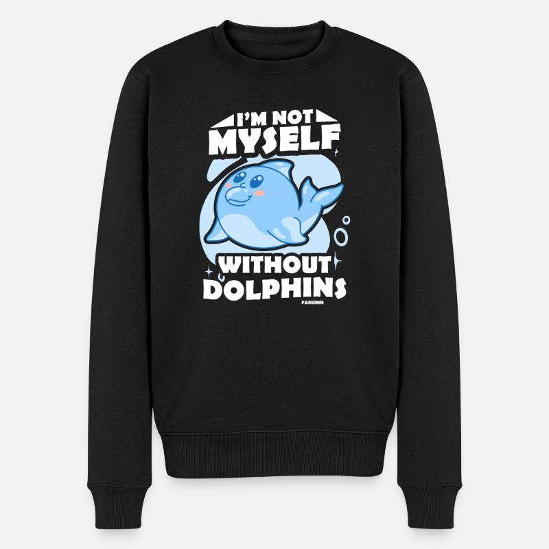 Delfin Delfinschule Säugetier Meer Delfinarium - Männer Premium Bio Pullover - Schwarz