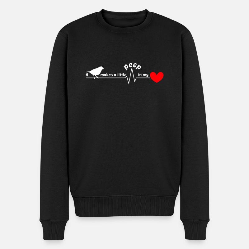 Ornithologist Bird Makes A Piep In My Heart Beart - Männer Premium Bio Pullover - Schwarz