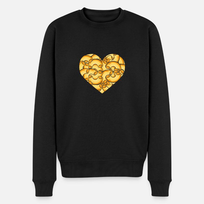 Herz Aus Mac Und Käse - Männer Premium Bio Pullover - Schwarz