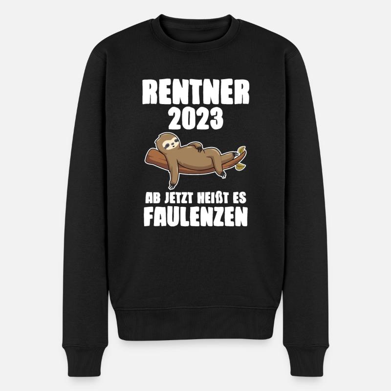Rentner 2023 Faultier Ruhestand Geschenk - Männer Premium Bio Pullover - Schwarz