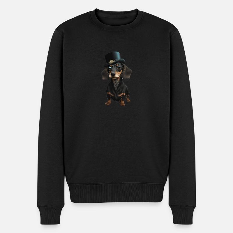 Hund Dachshund Hundemotiv - Männer Premium Bio Pullover - Schwarz