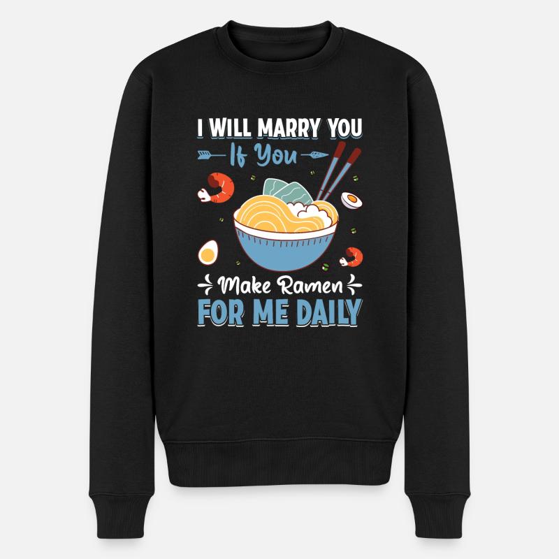 Je t’épouserai si tu me fais des ramen - Pull Premium bio Homme - noir
