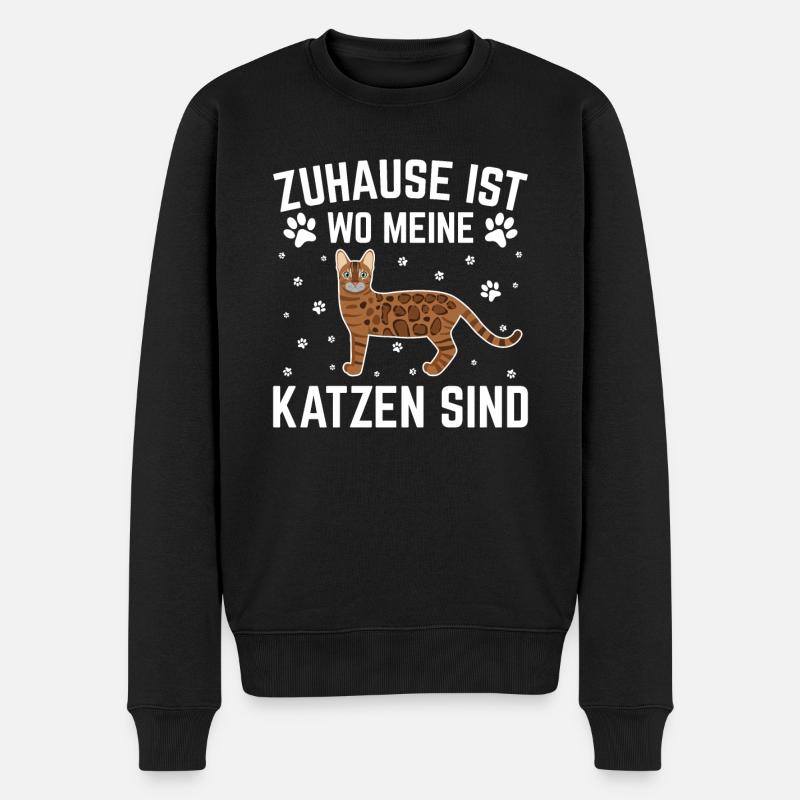 Zuhause Ist Wo Meine Katzen Sind - Männer Premium Bio Pullover - Schwarz