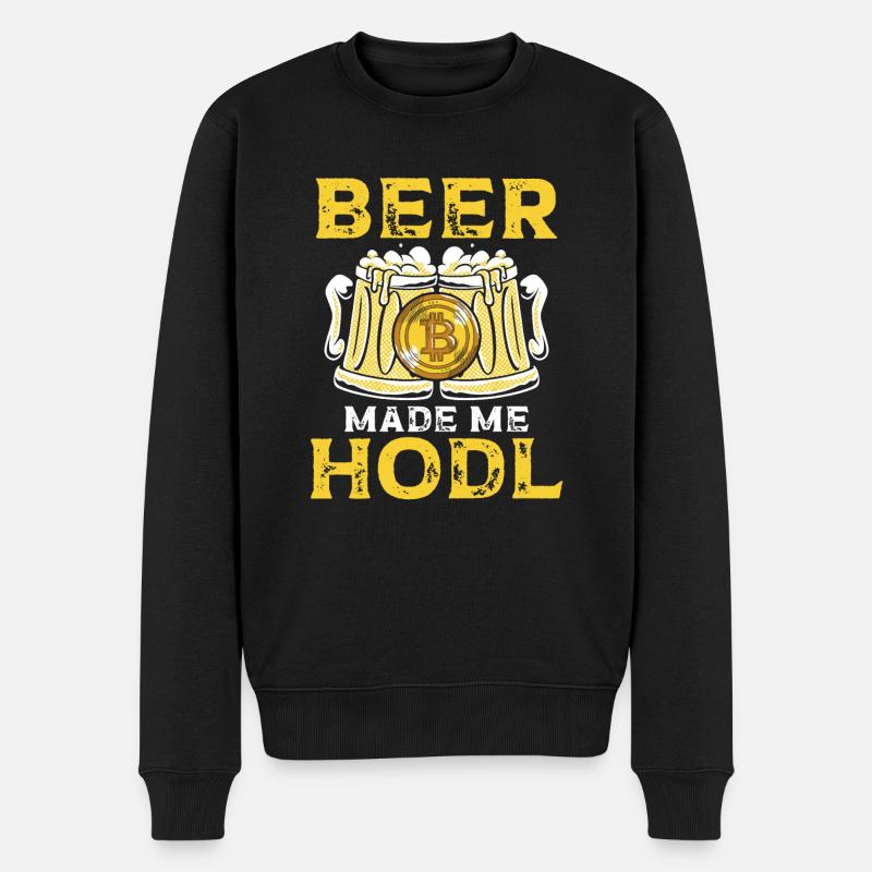 Bier Und Krypto - Männer Premium Bio Pullover - Schwarz