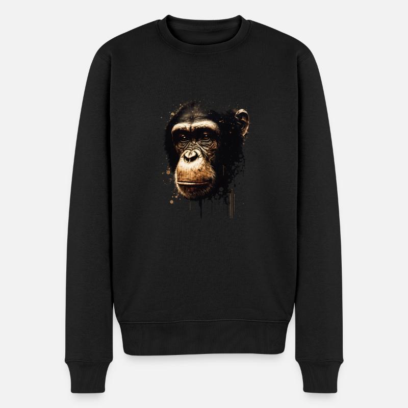 Portrait de singe chimpanzé - Pull Premium bio Homme - noir