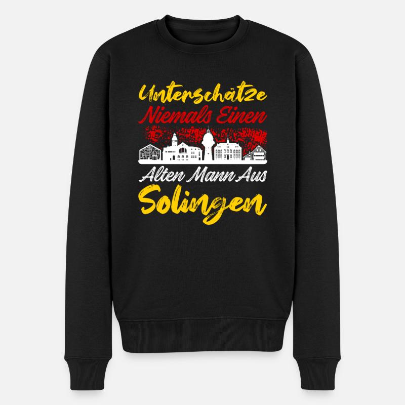Unterschätze Niemals Einen Alten Mann Aus Solingen - Männer Premium Bio Pullover - Schwarz