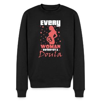 Woman deserves a doula midwife - Men's Premium Organic Jumper - black - Front - Nico (187cm)