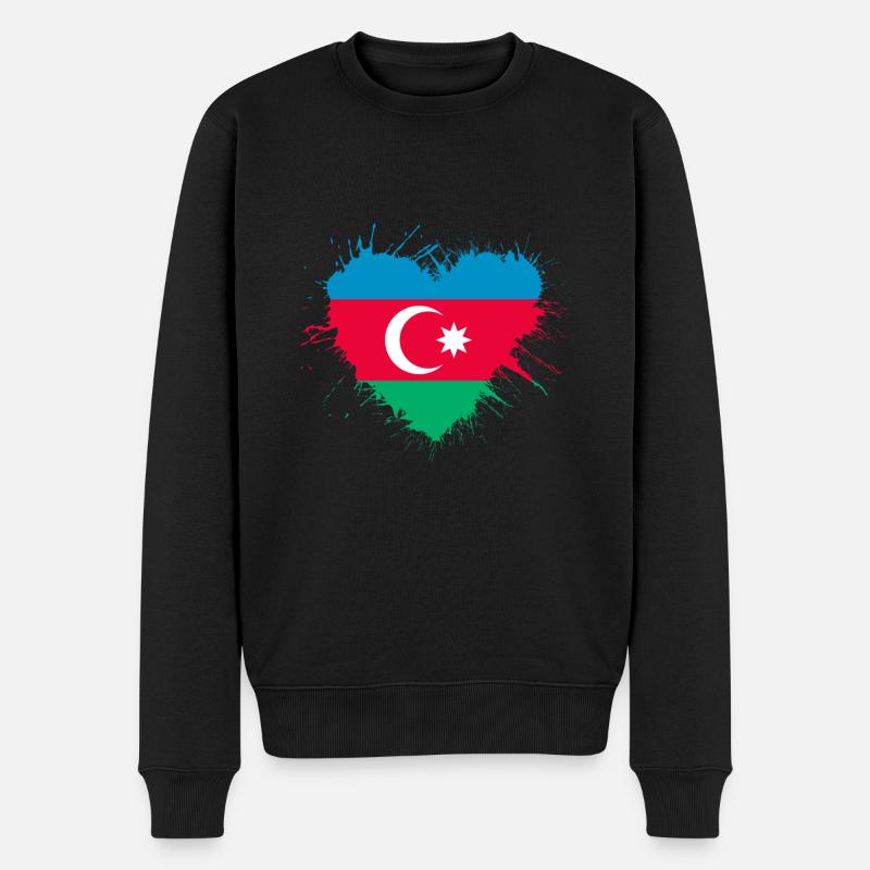 Drapeau du cœur de l’Azerbaïdjan - Pull Premium bio Homme - noir