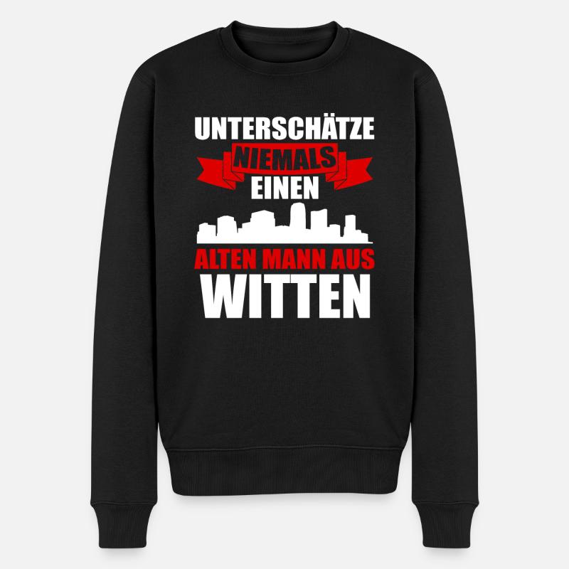 Unterschätze Niemals Einen Alten Mann Aus Witten - Männer Premium Bio Pullover - Schwarz
