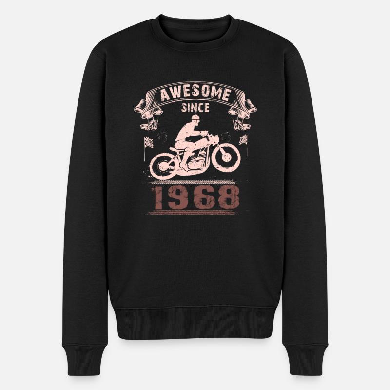 Awesome since 1968, Biker 55. Geburtstag - Männer Premium Bio Pullover - Schwarz