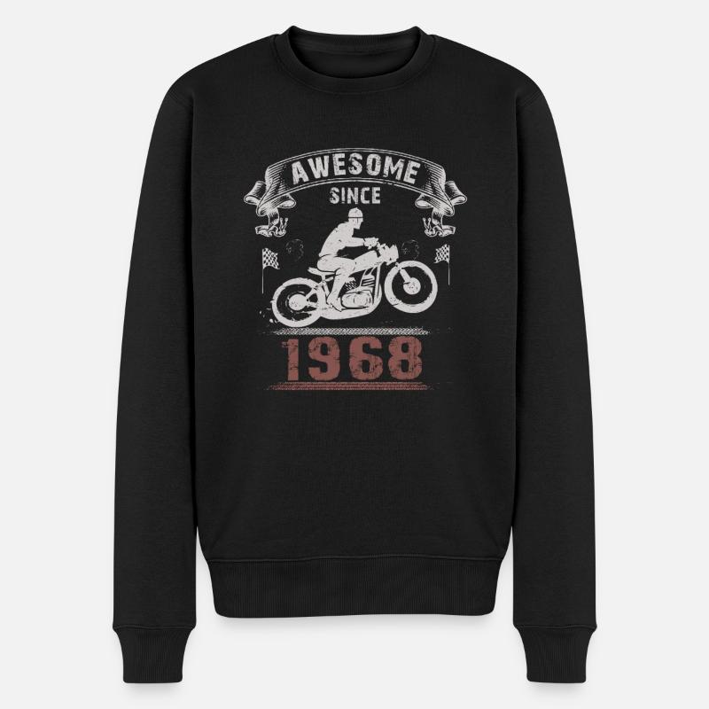 Awesome since 1968, Biker 55. Geburtstag - Männer Premium Bio Pullover - Schwarz