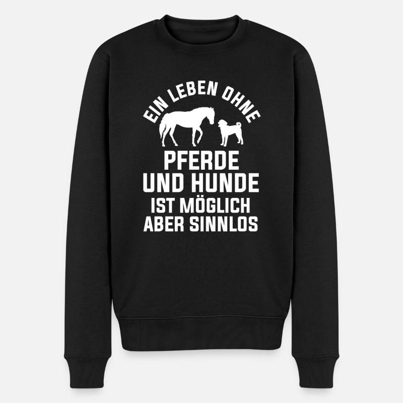 Pferd Hund Pferde Liebhaber Geschenk - Männer Premium Bio Pullover - Schwarz