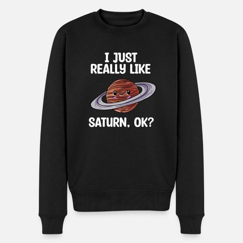 Saturn - Männer Premium Bio Pullover - Schwarz