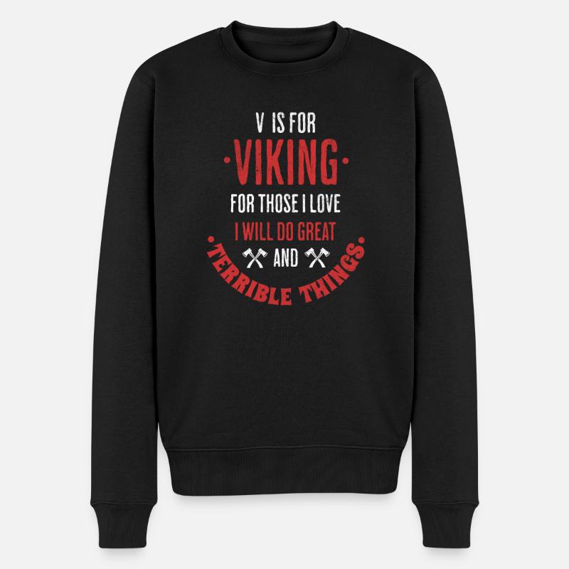 Wikinger Geschenk Spruch Nordmann - Männer Premium Bio Pullover - Schwarz
