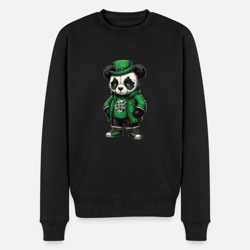 Motif de la Saint-Patrick, PANDA - Pull Premium bio Homme - noir