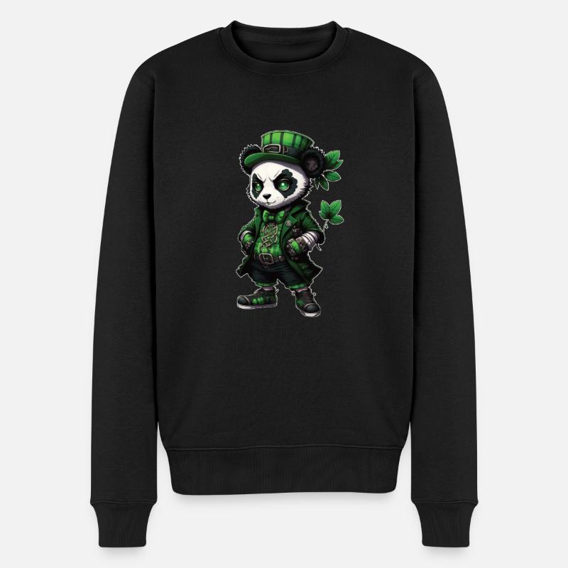 Motif de la Saint-Patrick, PANDA - Pull Premium bio Homme - noir