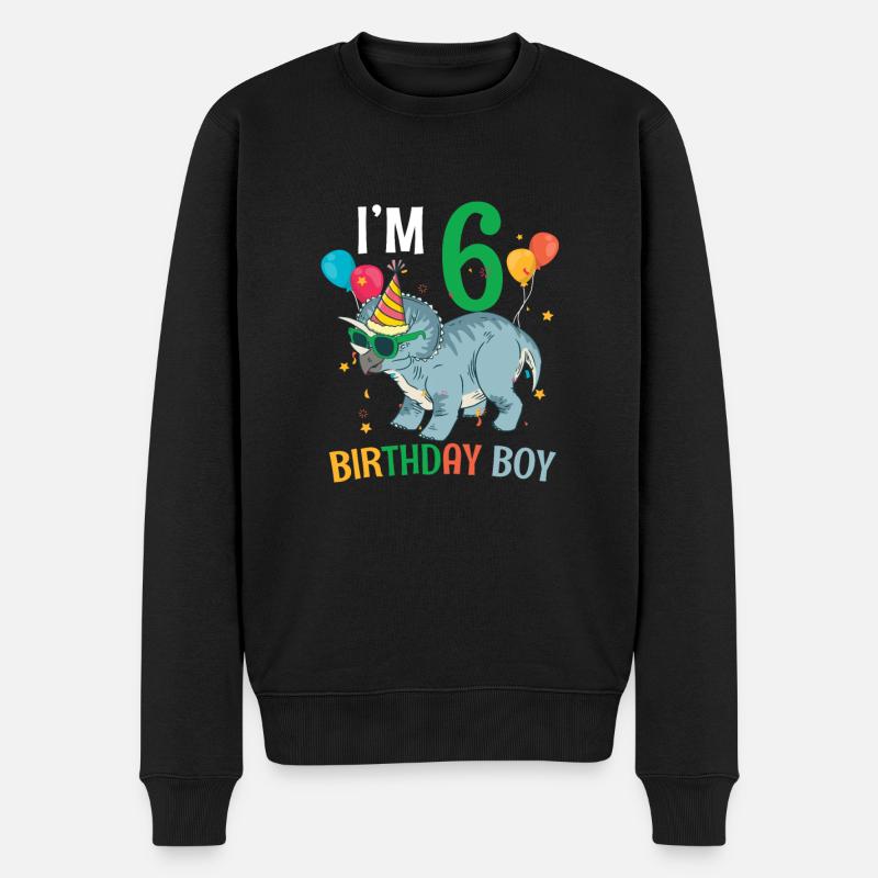 I'm 6 Birthday Boy Triceratops 6 Year Old 6th - Männer Premium Bio Pullover - Schwarz