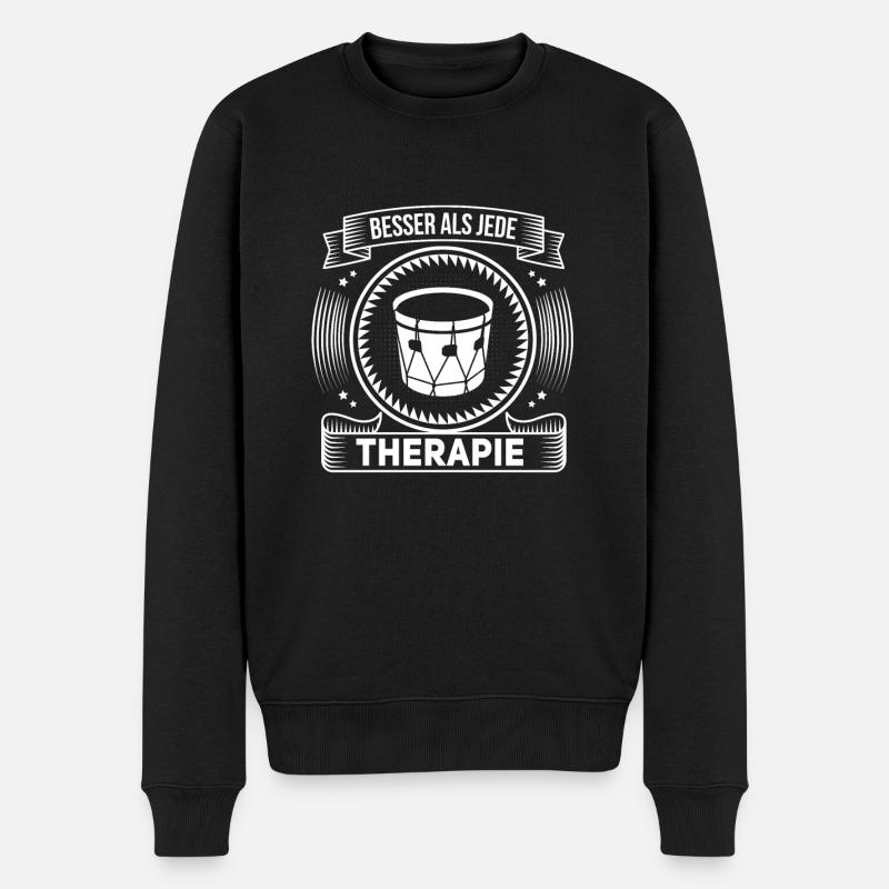 Witziges Trommler Trommel Spruch Motiv - Männer Premium Bio Pullover - Schwarz