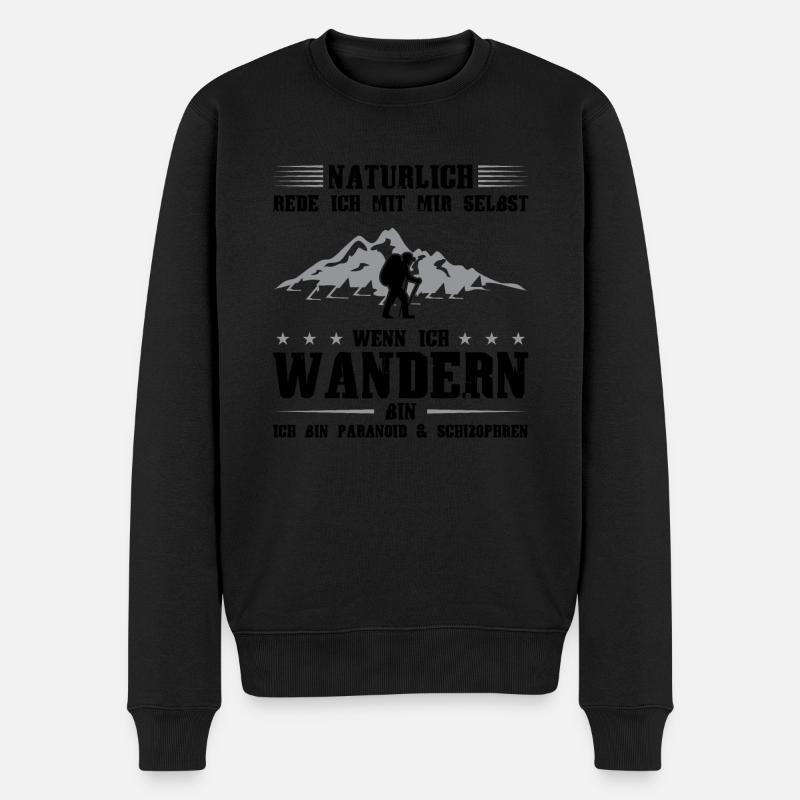 Wandern Berge Bergsteiger Geschenk - Männer Premium Bio Pullover - Schwarz