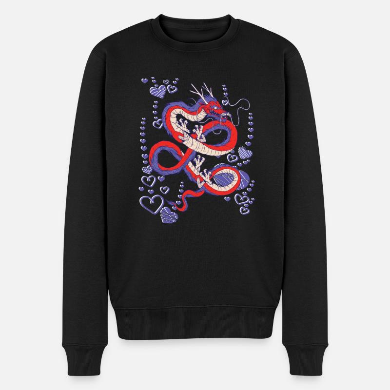 cooler japanischer Drache - Männer Premium Bio Pullover - Schwarz