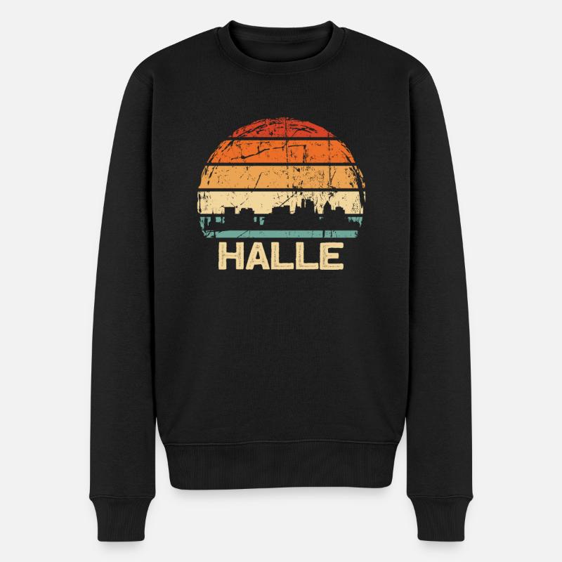 Halle - Männer Premium Bio Pullover - Schwarz