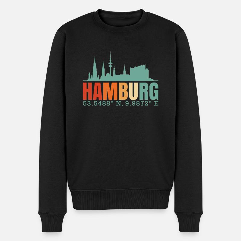 Hamburg - Männer Premium Bio Pullover - Schwarz