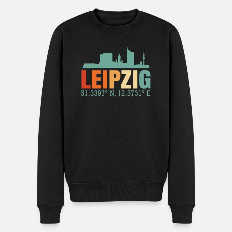 Leipzig - Männer Premium Bio Pullover - Schwarz