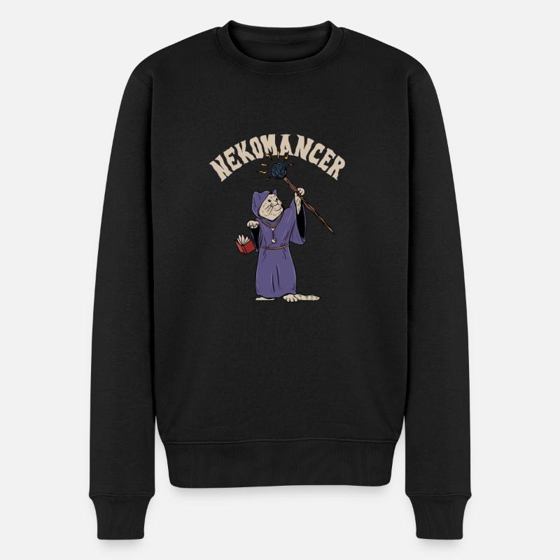 Nekomancer Katze Design für einen Nekromanten - Männer Premium Bio Pullover - Schwarz