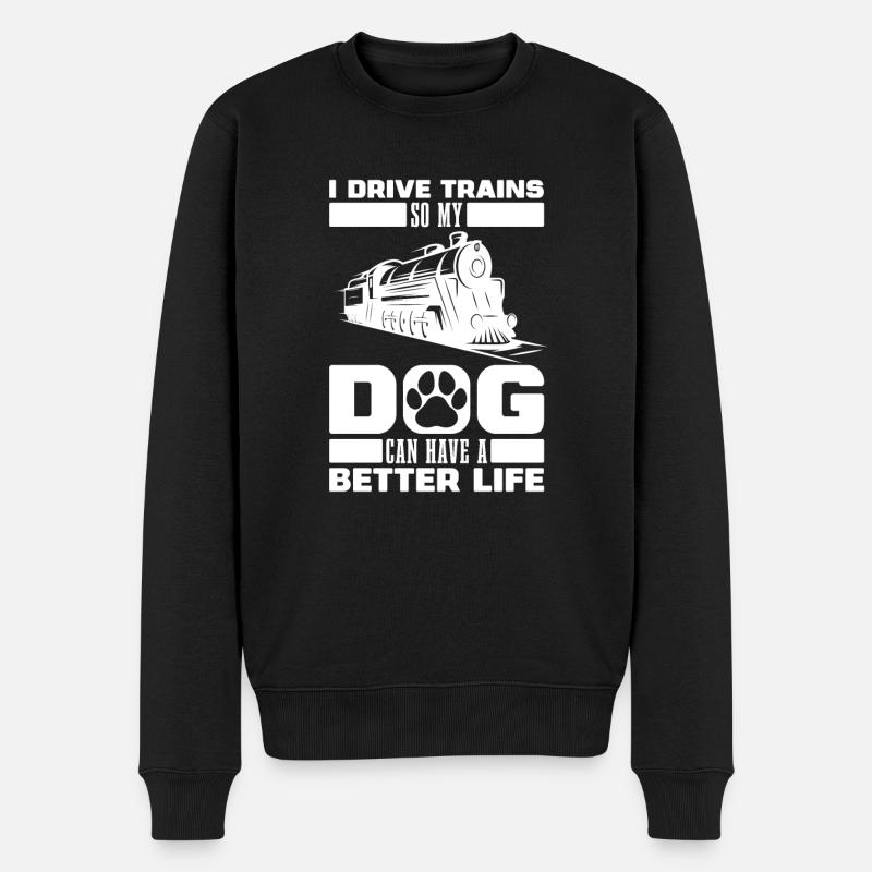 Engine driver train driver dog - Men's Premium Organic Jumper - black
