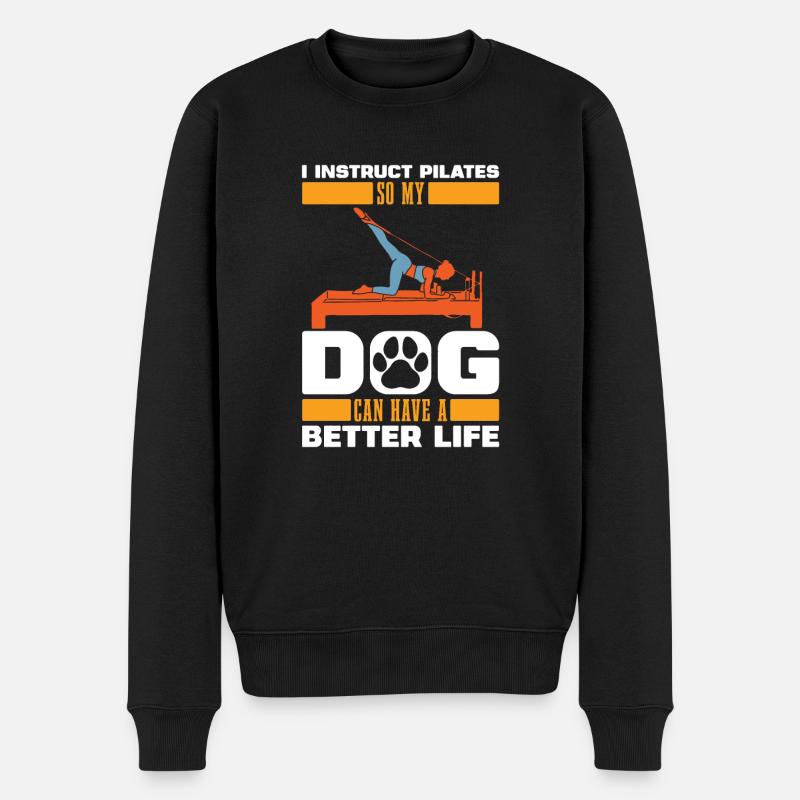 Pilatestrainer Pilates Lehrer Hund - Männer Premium Bio Pullover - Schwarz