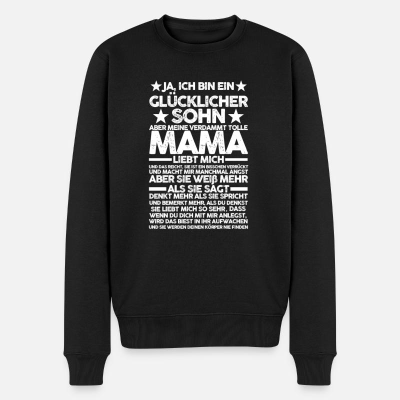 Sohn & Mutter Familie Sohn Geschenk - Männer Premium Bio Pullover - Schwarz