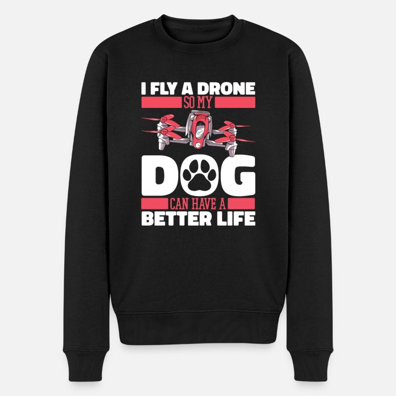Drone Quadcopter Chien - Pull Premium bio Homme - noir