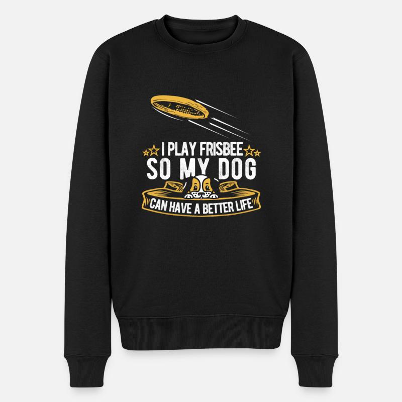 Frisbee Hund - Männer Premium Bio Pullover - Schwarz