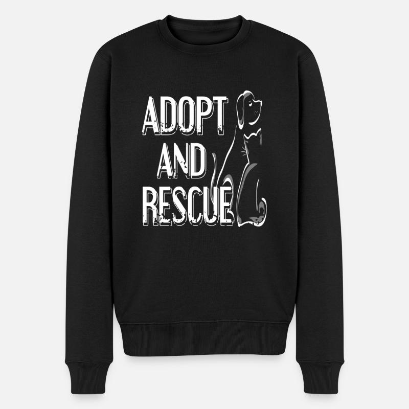 Adopt And Rescue Retro Animal Protection T-Shirt - Männer Premium Bio Pullover - Schwarz