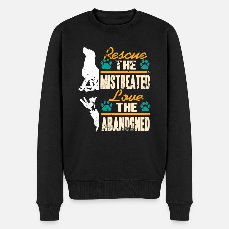 Rescue The Mistreated Love The Abandoned Animal - Männer Premium Bio Pullover - Schwarz