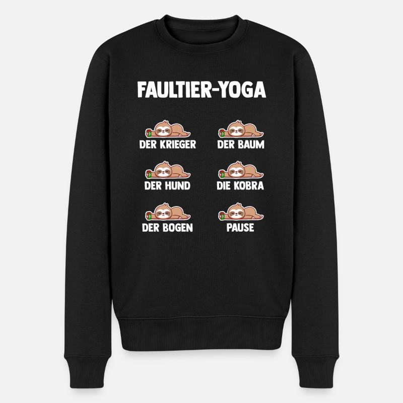 Faultier Yoga - Männer Premium Bio Pullover - Schwarz
