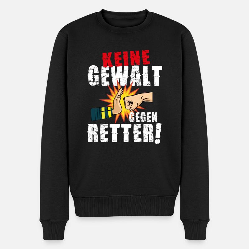 Keine-Gewalt-gegen-Retter - mach mit! Aktuell! - Männer Premium Bio Pullover - Schwarz