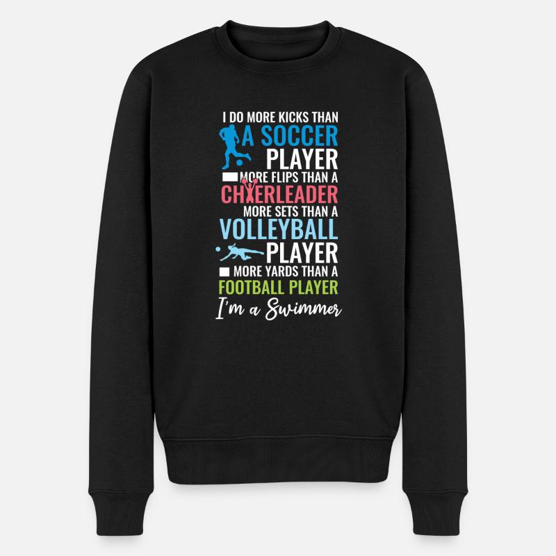 Lustiges Schwimmen Schwimmer - Männer Premium Bio Pullover - Schwarz