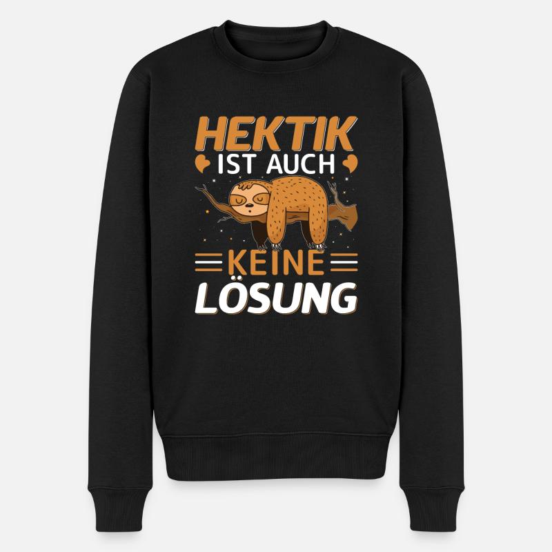 Hektik ausruhen Faultier - Männer Premium Bio Pullover - Schwarz